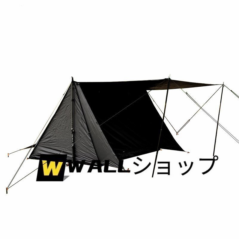 テント 1-2人用 広い前室 ツーリング コンパクト BCポリコットン素材 軽量 通気 簡単設(shè)営 キャンプ アウトドア 撥水 マット付き ブラック