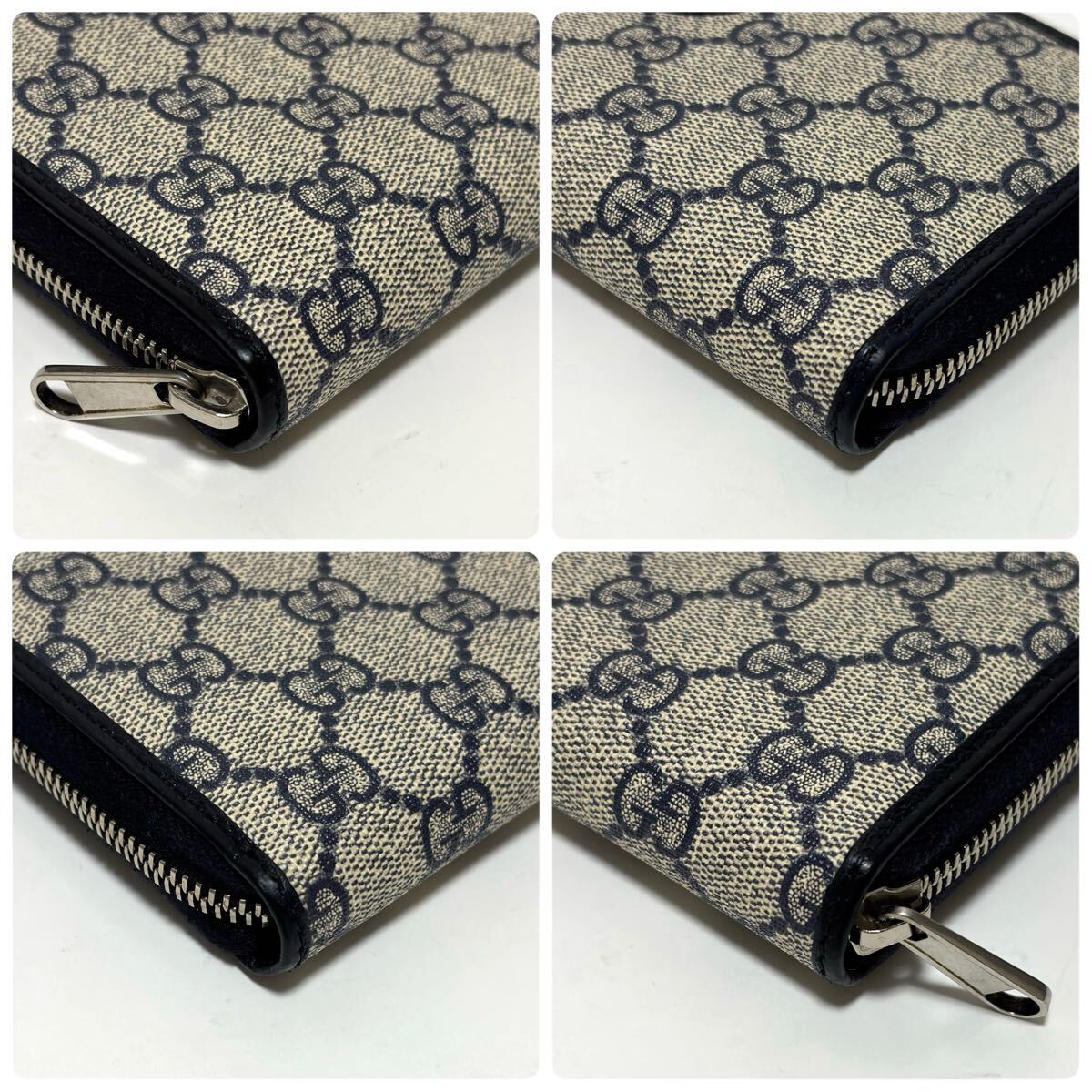 【243】極美品 GUCCI グッチ 長財布 ウォレット サイフ インターロッキングG GGスプリーム ラウンドファスナー PVC メンズ レディース _画像8