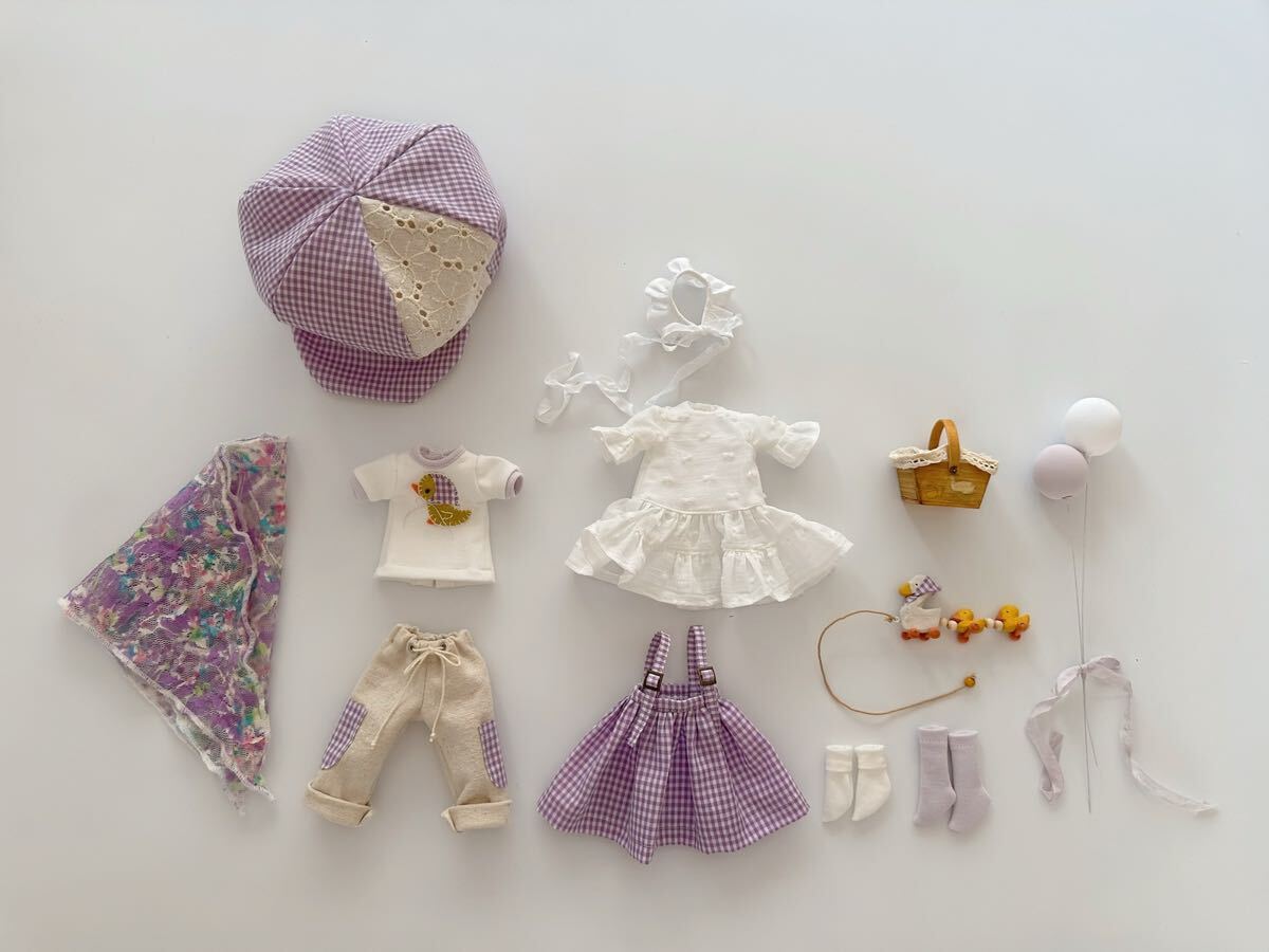 アヒルの親子とアンティークバスケット12點(diǎn)セット Blythe outfit ブライス ブライスアウトフィット カスタムブライス オビツ22 ドール服