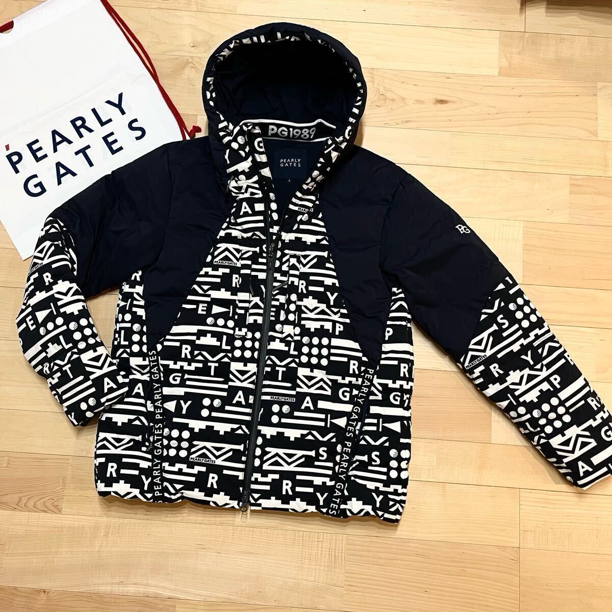 ★極美品 パーリーゲイツ ロゴ総柄 ダウンジャケット スニードブルゾン メンズ ★送料無料 正規品 _画像1