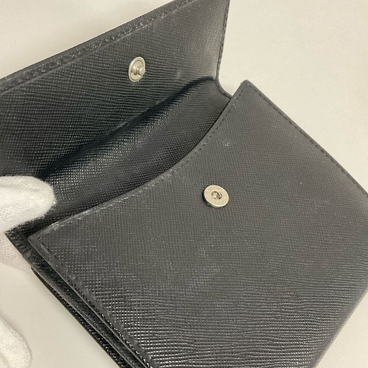 D679-60◆ PRADA プラダ M523A ブラック サフィアーノ レザー 三角ロゴプレート財布 ケースあり