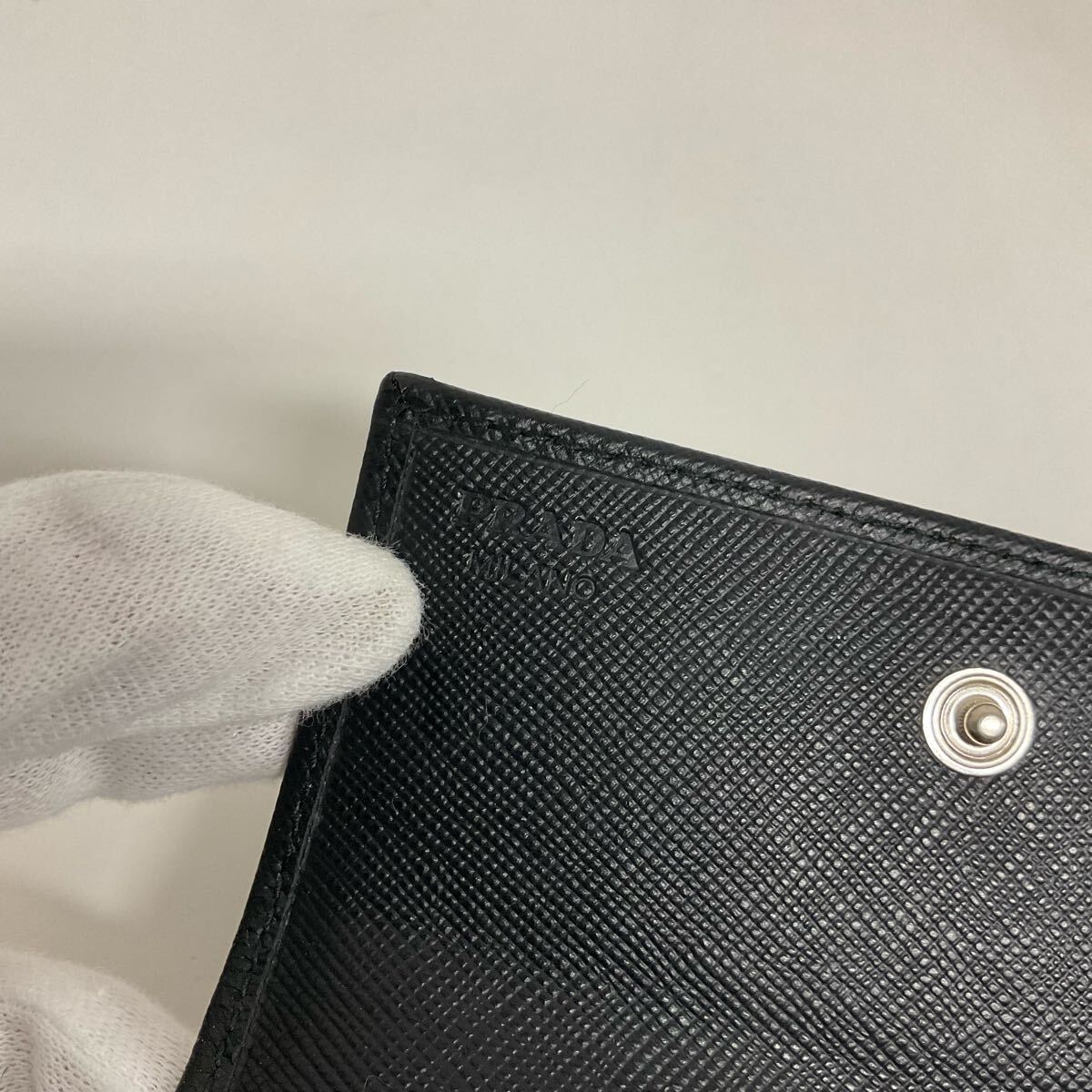 D683-60◆ PRADA プラダ サフィアーノ M171 ブラックレザー コインケース 小銭入れ カードケース 箱あり