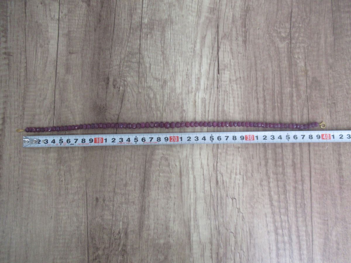 SKT069-60M ルビー ネックレス 約6~9.5mm 金具（留具）K18刻印 / 長(zhǎng)さ：約40cm 重さ：約48.8g / カラーストーン ジュエリー ゴールド 金 /m