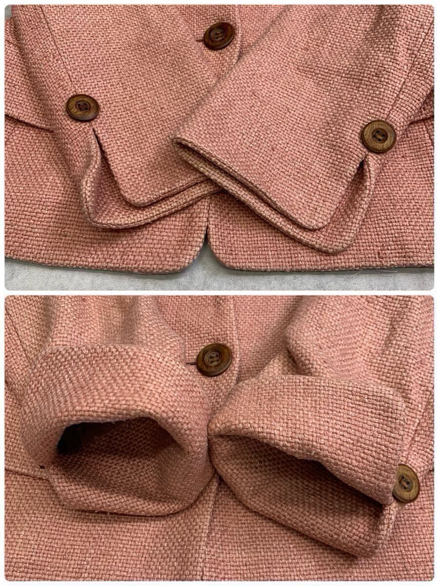クリスチャンディオール　ノーカラージャケット　シルク　ヴィンテージ　ベージュ Vintage Christian Dior シルク100% ノーカラー テーラード