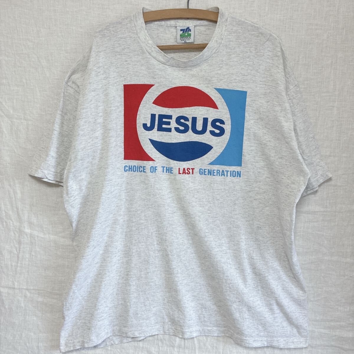 90s USA制 JESUS PEPSI COLA パロディ シングルステッチ Tシャツ キリスト 神 ペプシ コーラ 風刺 ユーモア 宗教 信仰 XL
