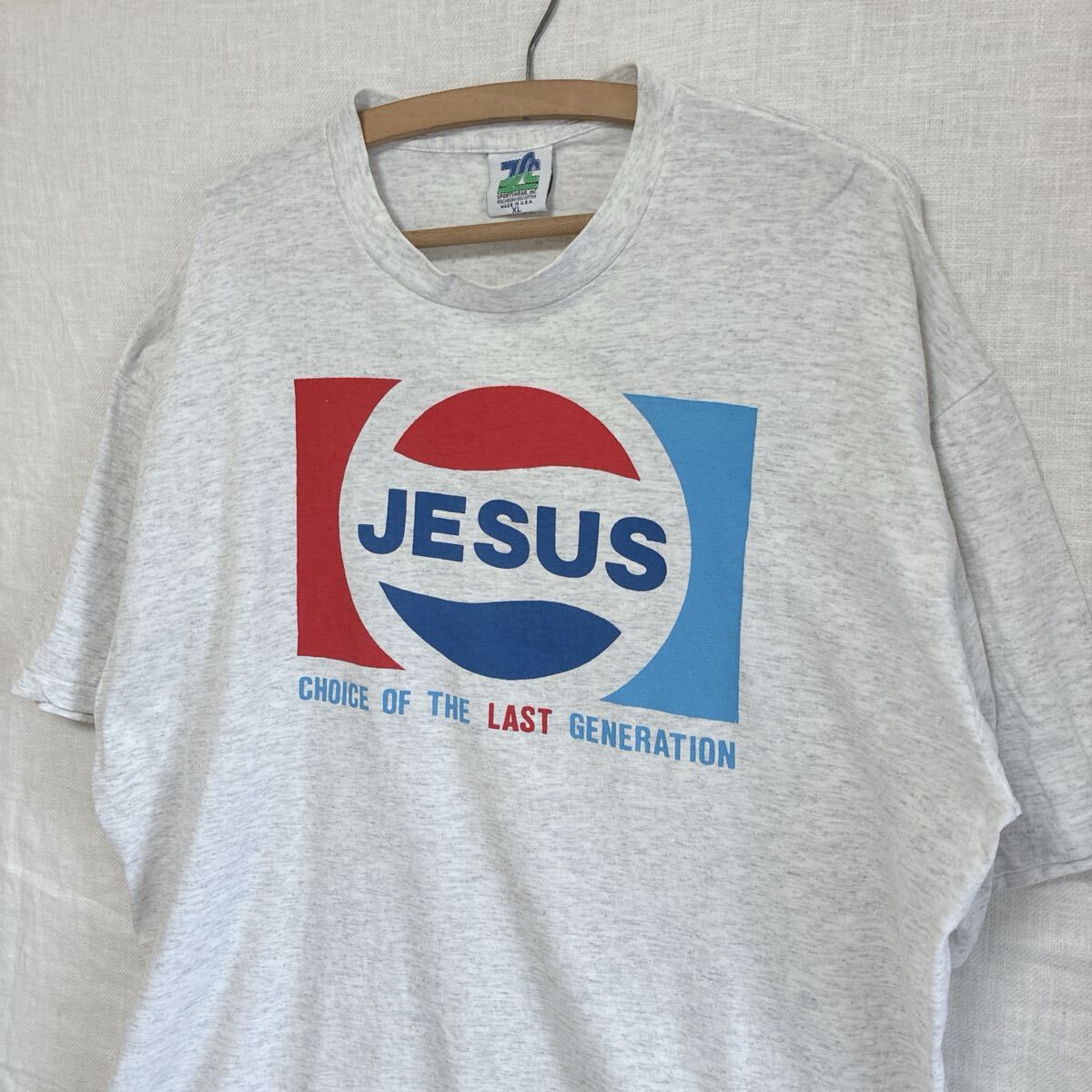 90s USA制 JESUS PEPSI COLA パロディ シングルステッチ Tシャツ キリスト 神 ペプシ コーラ 風刺 ユーモア 宗教 信仰 XL