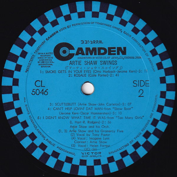 LP☆ アーティ・ショウ スイング（CAMDEN CL-5046）ARTIE SHAW Swings GRAMERCY FIVE バーニー・ケッセル ヘレン・フォレスト Imogene Lynn_画像5