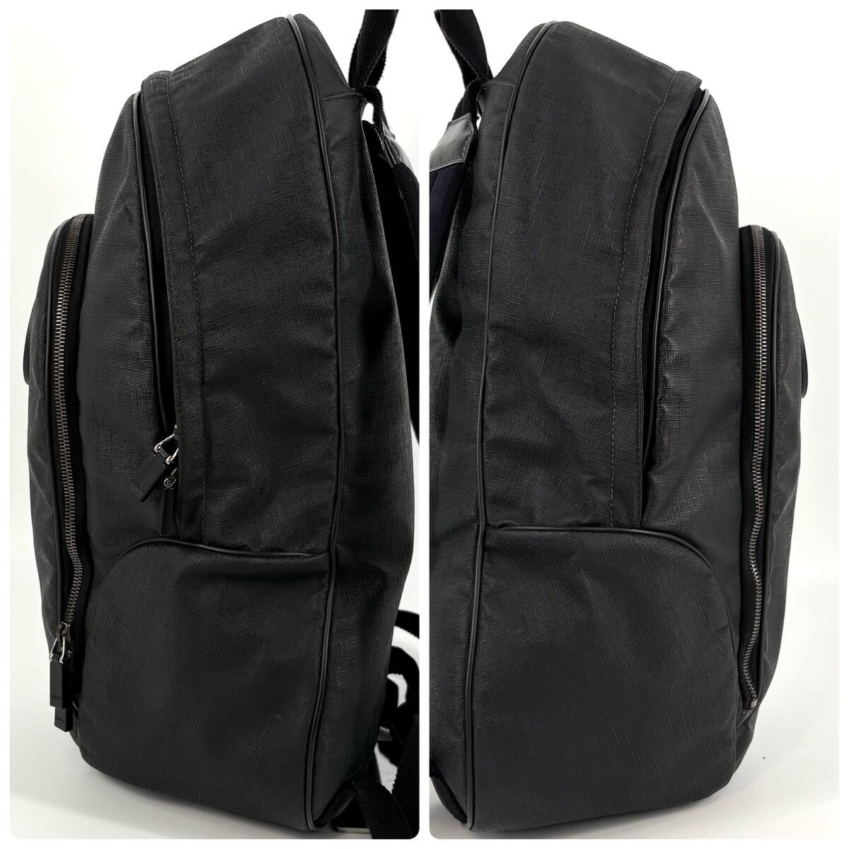 ●極美品/希少!!! GUCCI グッチ リュック バックパック ソーホー インターロッキング ビジネス メンズ pvc レザー ブラック pc A4収納可能
