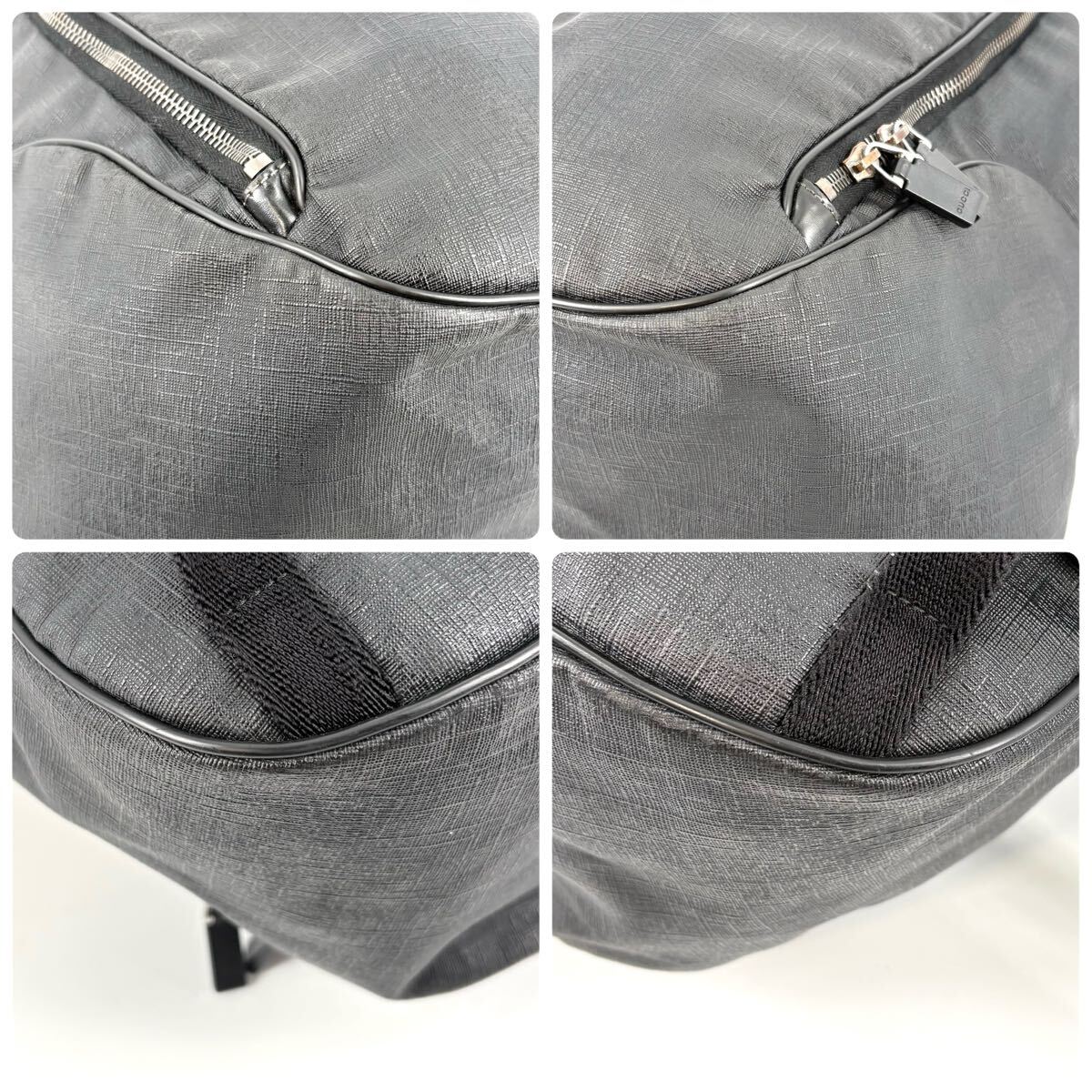 ●極美品/希少!!! GUCCI グッチ リュック バックパック ソーホー インターロッキング ビジネス メンズ pvc レザー ブラック pc A4収納可能