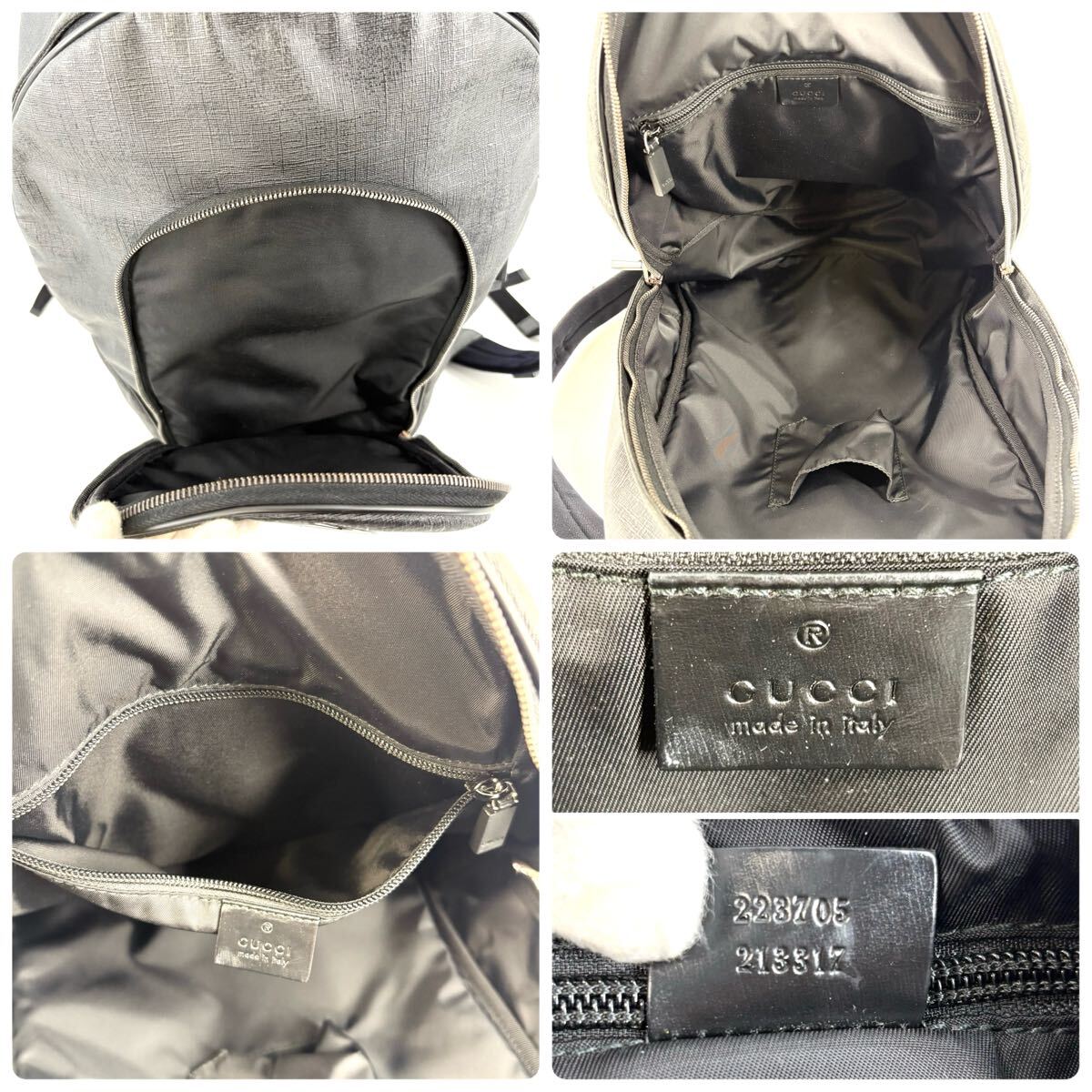 ●極美品/希少!!! GUCCI グッチ リュック バックパック ソーホー インターロッキング ビジネス メンズ pvc レザー ブラック pc A4収納可能