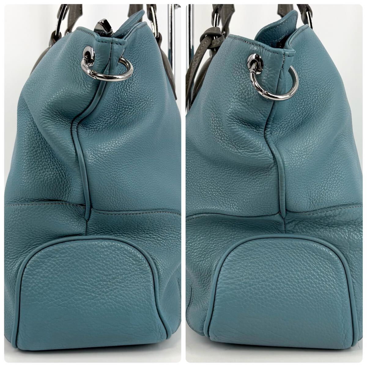 ●美品/希少色!!! PELLE MORBIDA ペッレモルビダ トートバッグ ハンド ショルダー ビジネス 2way 斜め掛け メンズ ライトブルー pc A4 革