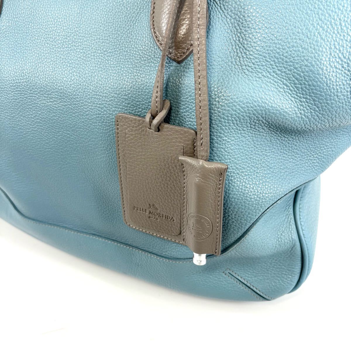 ●美品/希少色!!! PELLE MORBIDA ペッレモルビダ トートバッグ ハンド ショルダー ビジネス 2way 斜め掛け メンズ ライトブルー pc A4 革