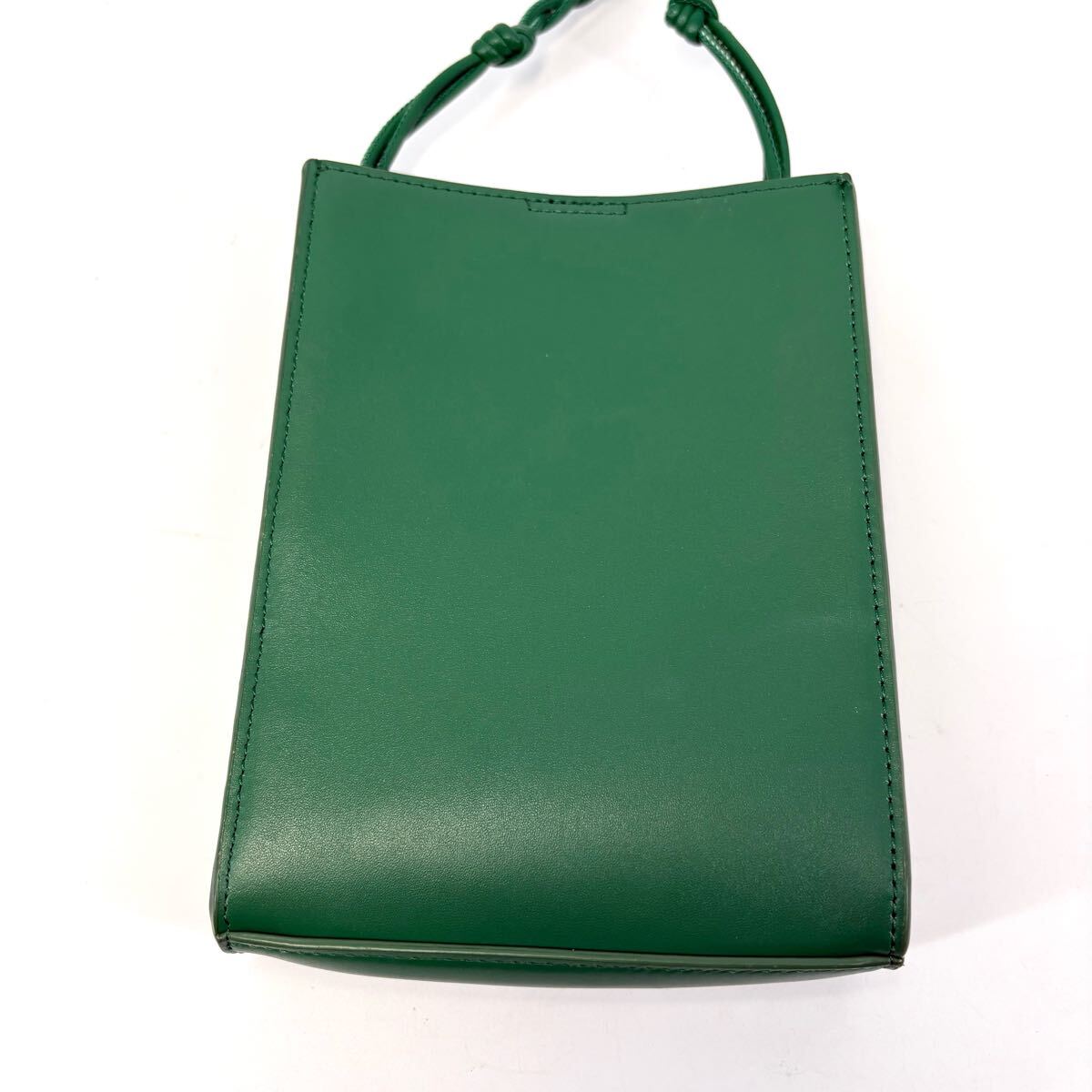 ●極美品 JIL SANDER ジルサンダー タングル スモール ショルダーバッグ サコッシュ 斜め掛け ビジネス メンズ レザー 革 グリーン 緑 