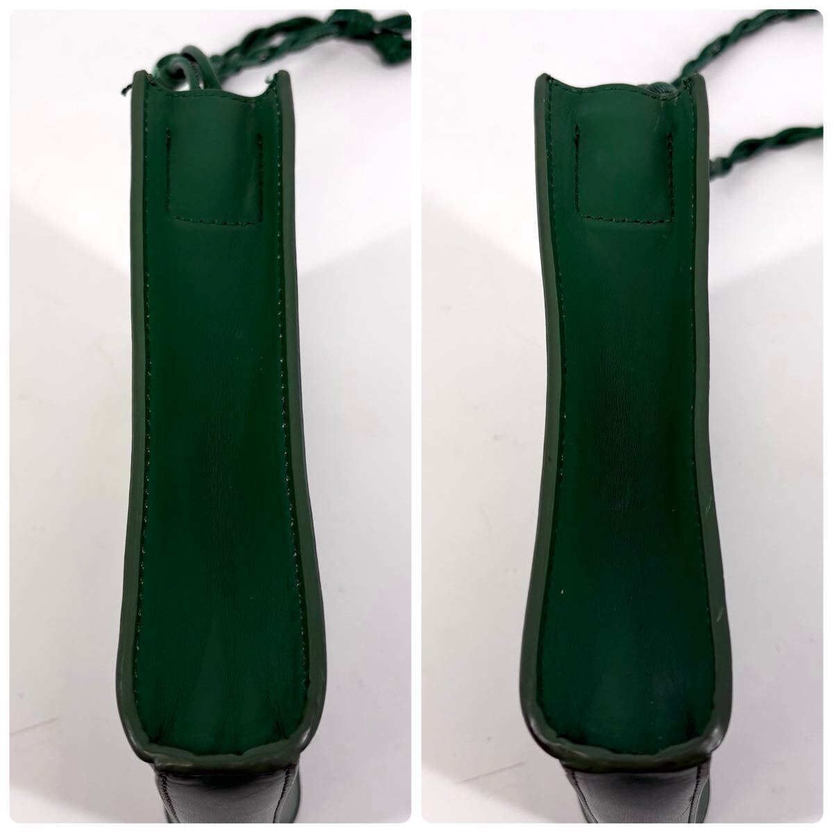 ●極美品 JIL SANDER ジルサンダー タングル スモール ショルダーバッグ サコッシュ 斜め掛け ビジネス メンズ レザー 革 グリーン 緑 
