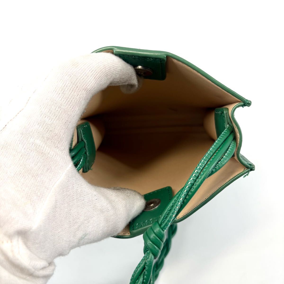 ●極美品 JIL SANDER ジルサンダー タングル スモール ショルダーバッグ サコッシュ 斜め掛け ビジネス メンズ レザー 革 グリーン 緑 