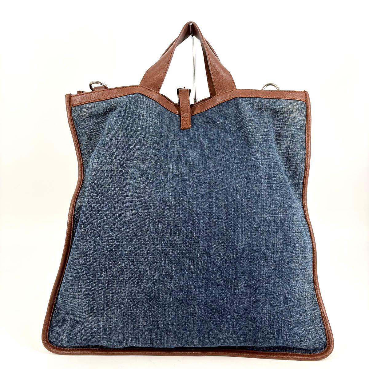 ●未使用級/A4可 DOLCE&GABBANA ドルチェ&ガッバーナ トートバッグ ハンド ショルダー 2way 斜め掛け ダメージ加工 デニム ビジネス メンズ