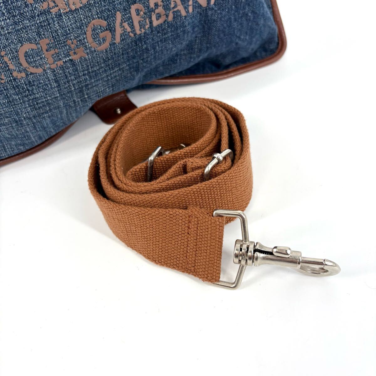 ●未使用級/A4可 DOLCE&GABBANA ドルチェ&ガッバーナ トートバッグ ハンド ショルダー 2way 斜め掛け ダメージ加工 デニム ビジネス メンズ