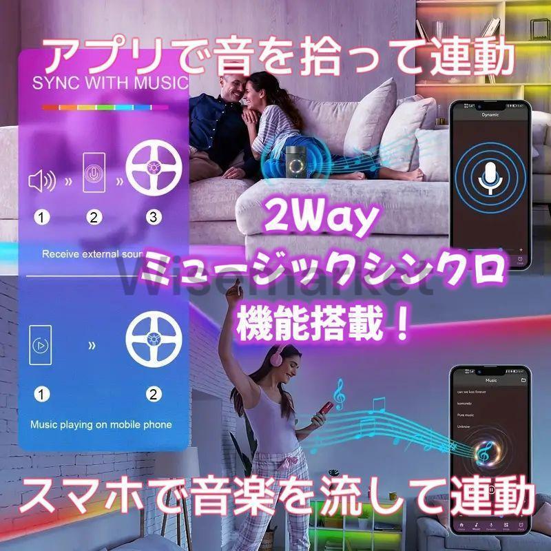 LED テープライト ストリップライト フットライト ルームランプ 20m 車 內(nèi) アンビエント ネオン レインボー 音楽 リモコン USB 間接照明 