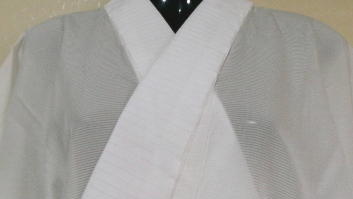 154【夏】未使用品※絽の半衿付き※生成色※無地※正絹※駒絽※単衣袖※単衣※長襦袢 丈129 裄69