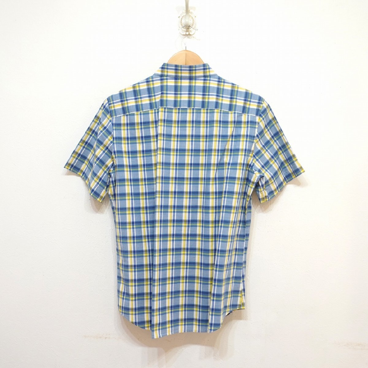 PS paul smith (L) 日本制　半袖チェックシャツ　メンズ　BDシャツ　綿100　ポールスミス　J6-45