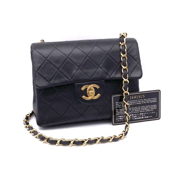 1円 良品 CHANEL シャネル ミニ マトラッセ ターンロック ココマーク ラムスキン チェーン ショルダー バッグ eH0556H
