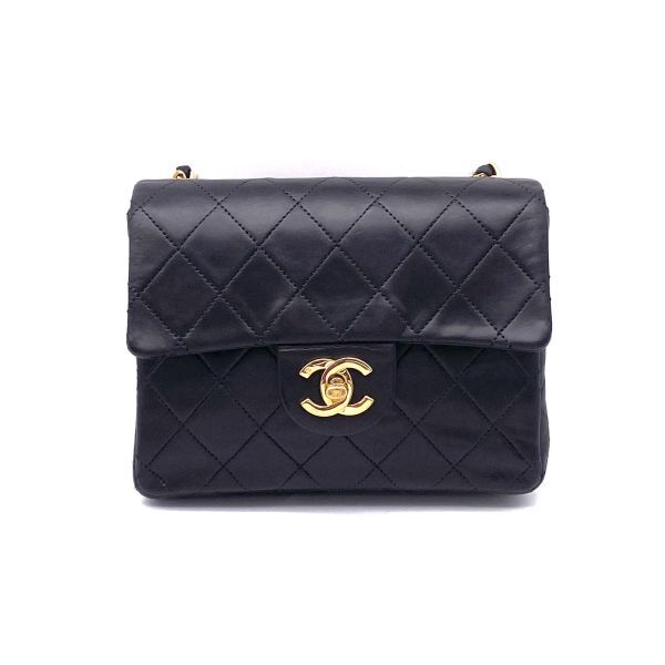 1円 良品 CHANEL シャネル ミニ マトラッセ ターンロック ココマーク ラムスキン チェーン ショルダー バッグ eH0556H