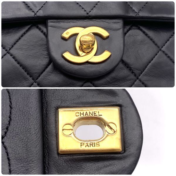 1円 良品 CHANEL シャネル ミニ マトラッセ ターンロック ココマーク ラムスキン チェーン ショルダー バッグ eH0556H