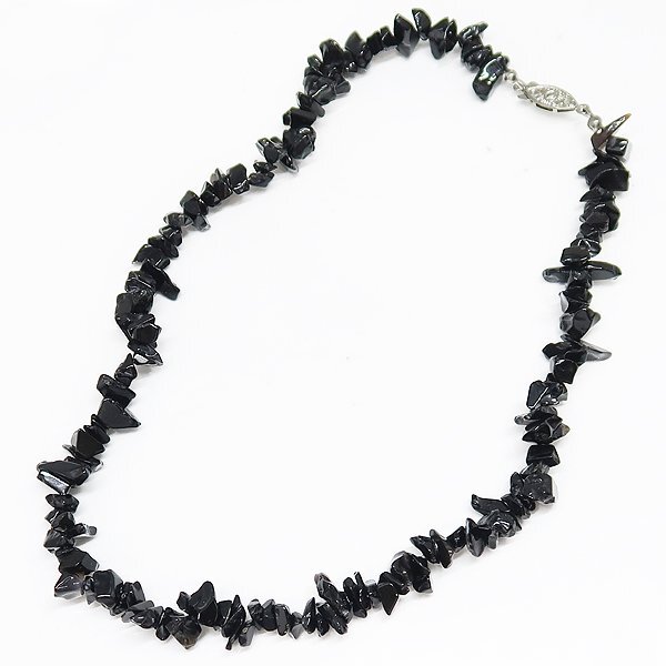 DKG★送料無(wú)料 BNS127★ オニキス さざれ ブラック アゲート 黒瑪瑙 ネックレス 約40cm 約34g　ブラックアゲート 黒瑪瑙ネックレス