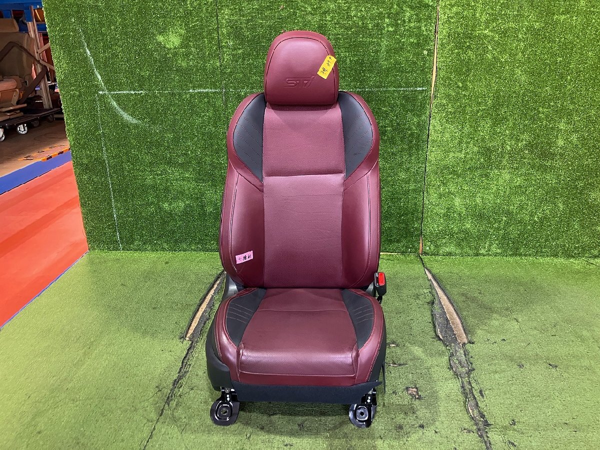 Y管理78320 H28 レヴォーグ VMG】☆茶 レザー 運(yùn)転席 ドライバーズ シート 電動(dòng)パワー シートヒーター付 STiロゴ入 赤ステッチ☆