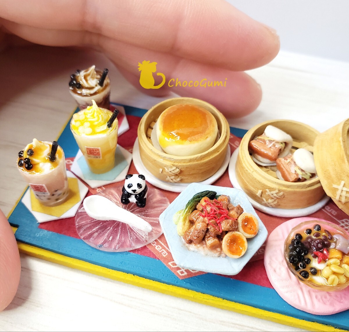 臺灣スイーツ＆グルメセット ルーロー飯 タピオカドリンク 豆花 ミニチュアフード ドールハウス 食品サンプル ハンドメイド