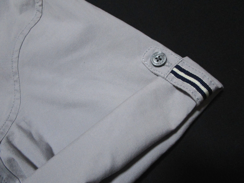 【バーバリーブラックレーベル】 前立ストライプ　半袖シャツ　袖2WAY　サイズ3（L） BURBERRY BLACK LABEL　三陽(yáng)商會(huì)