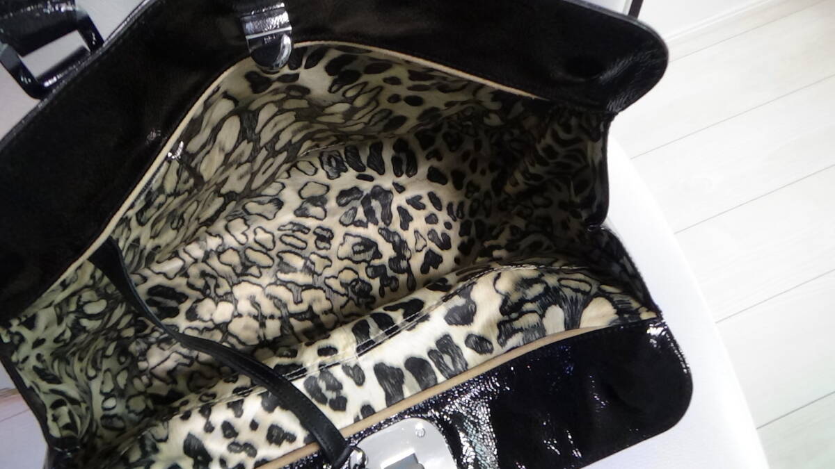 ロンシャン LONGCHAMP ★A4 OK エナメル レザー バッグ 黒 レディース 革