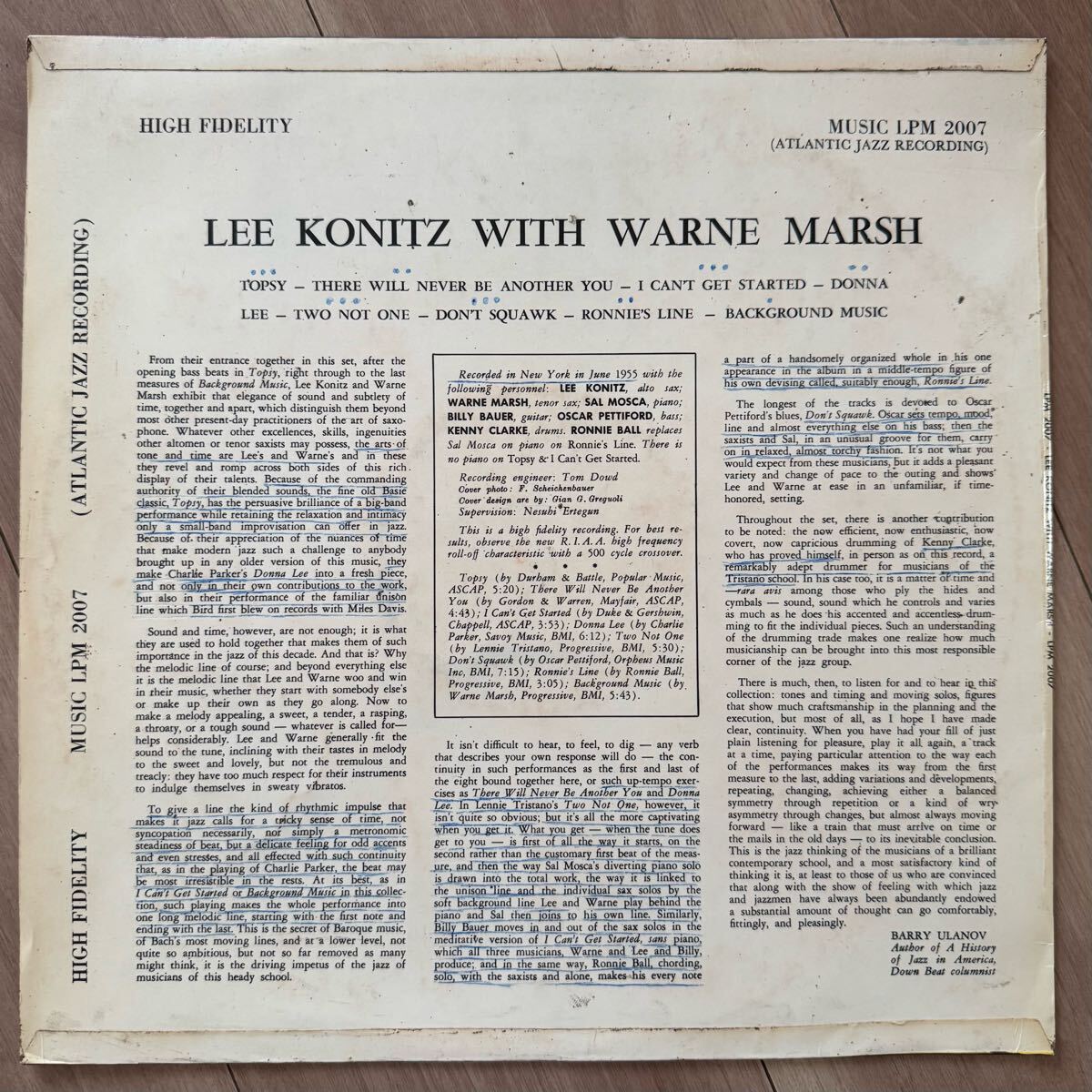 lee konitz with warne marsh / 伊 music (atlantic 原盤)