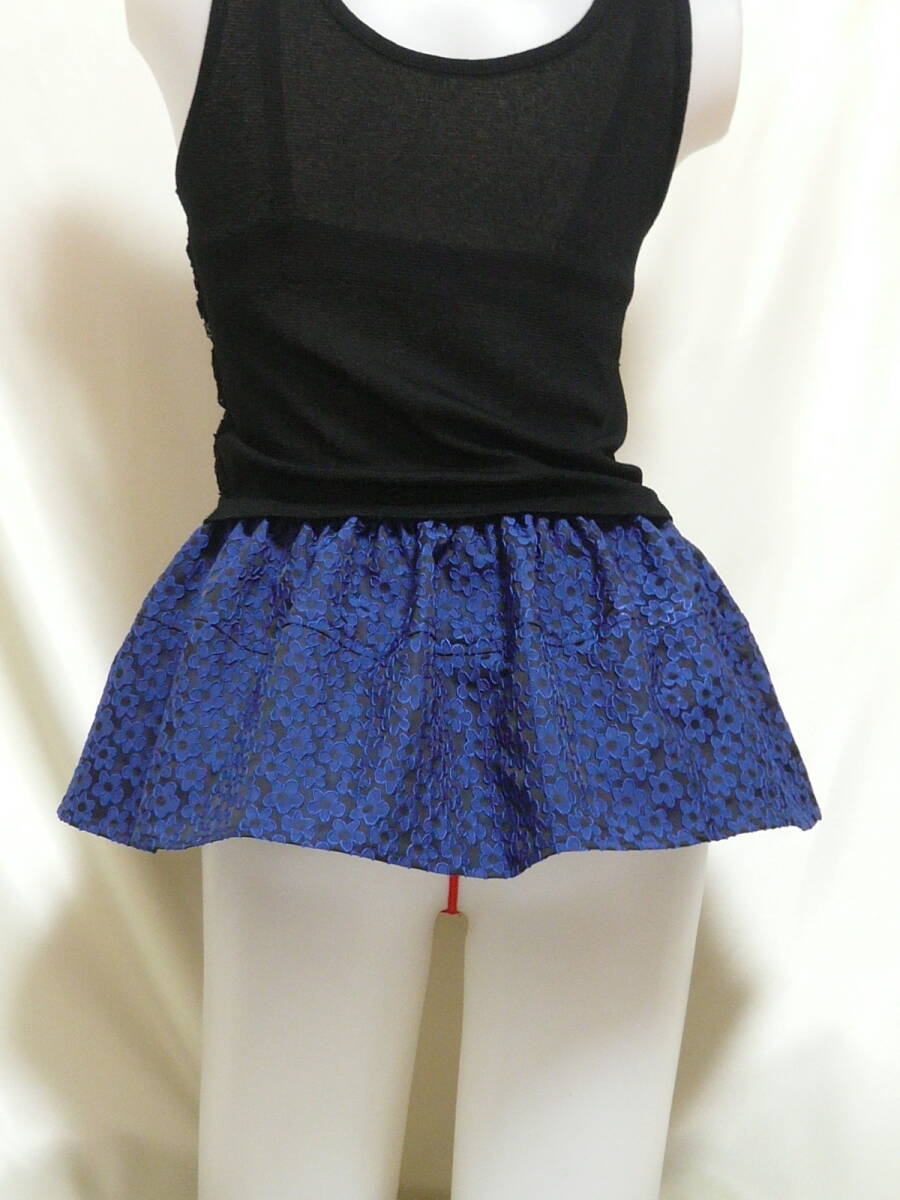 ?黒地青お花模様の超マイクロミニ☆キュートにみにみに^^??　