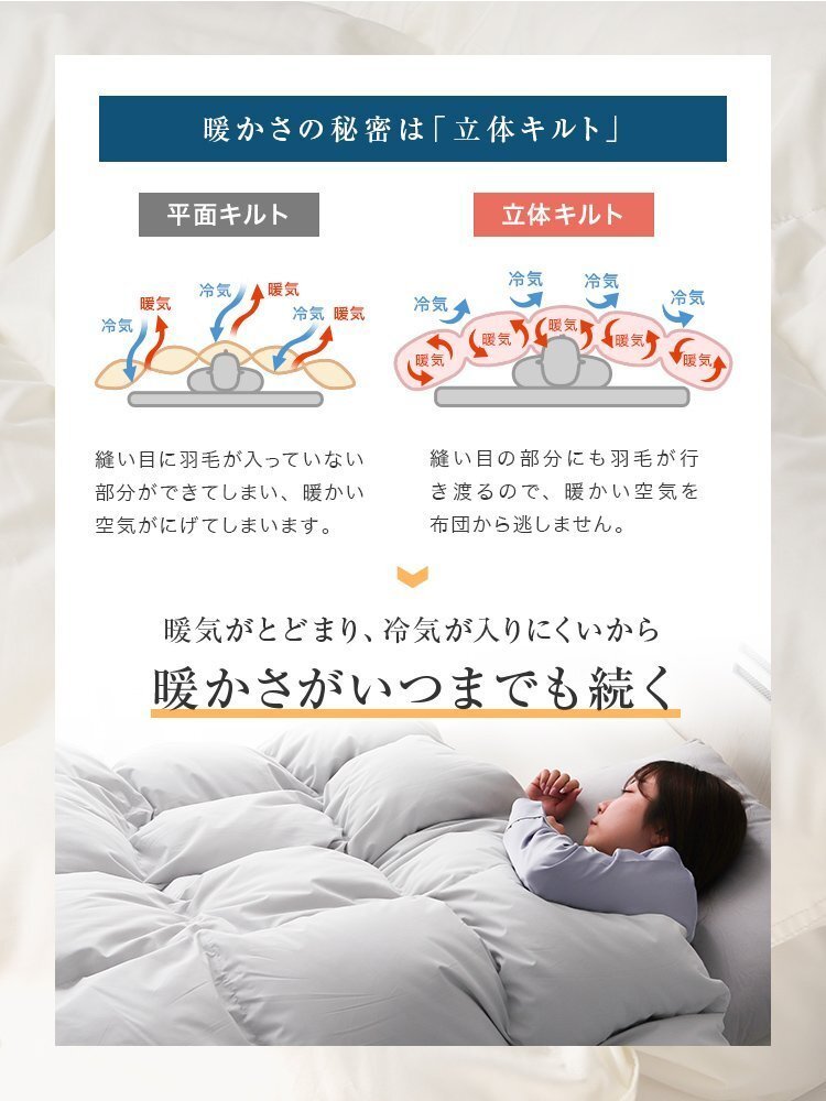 羽毛布団 掛け布団 ダブル 冬 暖かい 日本制 ホワイトダックダウン93% ロイヤルゴールドラベル 冬用 抗菌 防臭 防ダニ 羽毛 掛布団