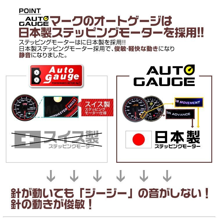 日本制モーター仕様 新オートゲージ ブースト計(jì) 52mm 追加メーター クリアレンズ ワーニング ピーク機(jī)能 過給圧 ターボ 白/