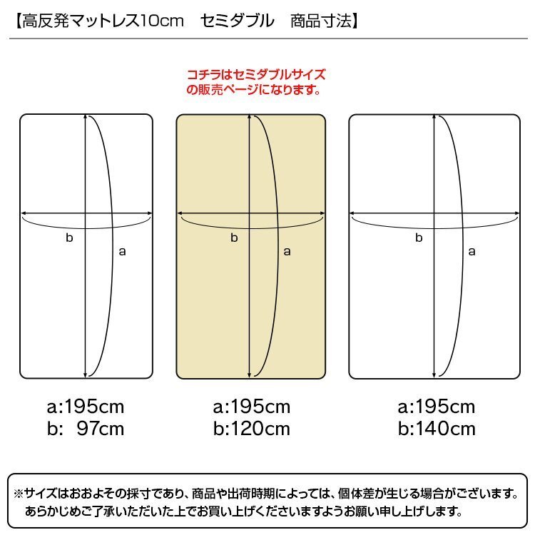 高反発 マットレス セミダブル 厚さ10cm 密度30D 硬さ200N ウレタン マットレスベッド ベッド マット 布団 敷き布団 ブラウン 新品 未使用
