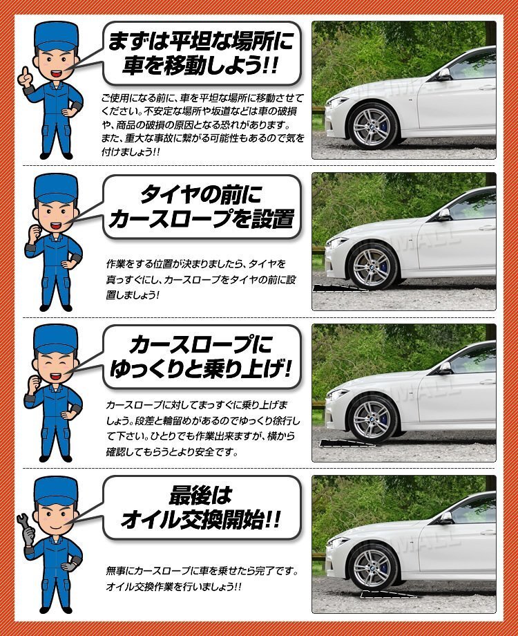 カースロープ 耐荷重2t 2本セット ローダウン車対応 ジャッキサポート アシスト 段差 スロープ 整備用 ジャッキ ラダー 新品 未使用