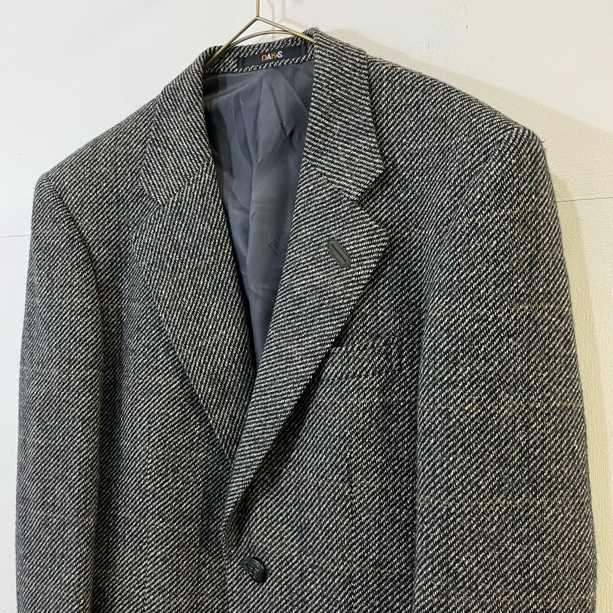 DAKS LONDON ツイードジャケット 極上素材 アルパカジャケット モヘア シルク 2Bジャケット 希少 ダックスロンドン【送料一律/同梱可能】Q