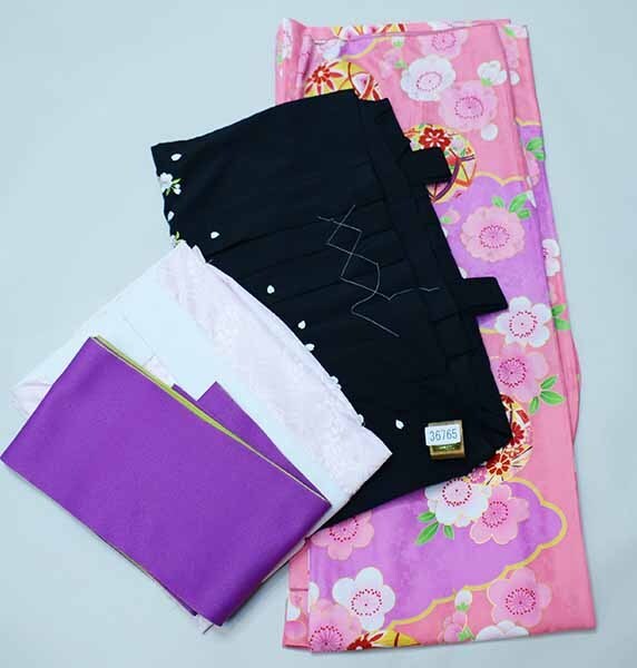  2 сяку рукав кимоно hakama полный комплект Junior для . исправление 135cm~150cm 100 цветок .. розовый цвет hakama модификация возможность церемония окончания новый товар ( АО ) дешево рисовое поле магазин NO36765-2