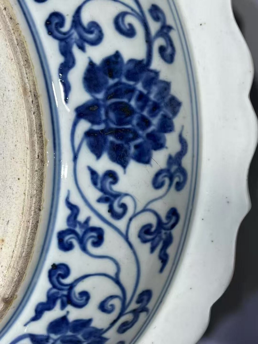 在庫処分 激安 食品 萬藏】中国 明時代 青花 龍紋 大皿 飾皿 皿 骨董 古玩 中国美術 工芸品