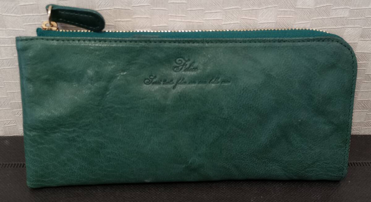 アルカン Arukan タントフェリーチェ 長財布 L字ファスナー やぎ革 レザー グリーン _画像1