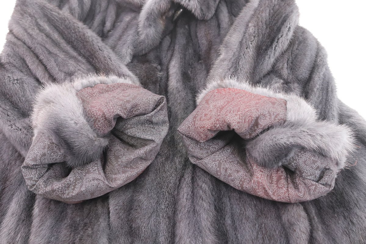 SAGAMINK サガミンク Superb Quality Ranched Mink 毛皮 ファー ロング コート アウター グレー 系 ファッション レディース 9265-NA