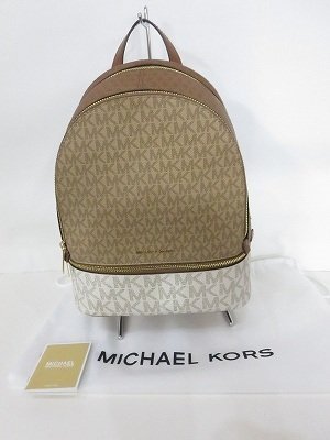 MICHAEL KORS [ Michael Kors ] signature рюкзак [35S5GRAB6V] Logo рисунок MK Brown белый сумка женский / б/у прекрасный товар SG V27.0