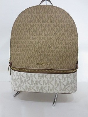 MICHAEL KORS [ Michael Kors ] signature рюкзак [35S5GRAB6V] Logo рисунок MK Brown белый сумка женский / б/у прекрасный товар SG V27.0