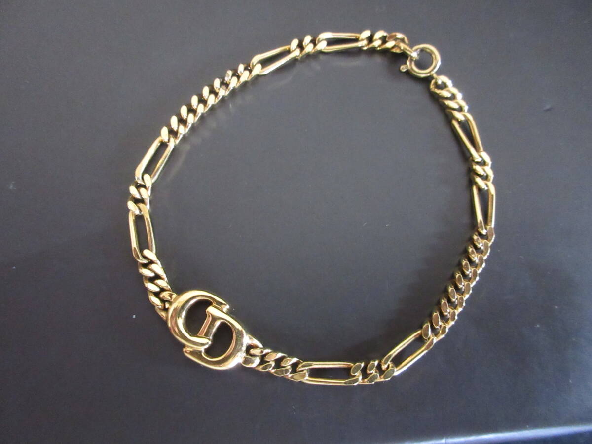 ＊100円～【美品】Christian Dior クリスチャン?ディオール CDロゴ ゴールドカラー チェーンブレスレット ファッション/小物＊T-18