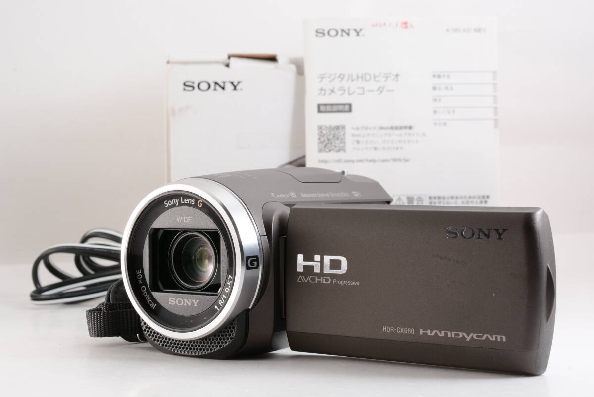 動(dòng)作品 ソニー SONY HANDYCAM HDR-CX680 ハンディカム 茶 ブラウン デジタルビデオカメラ 箱 取説 充電ケーブル付 管MM5934
