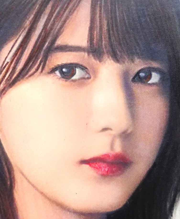作品4332』S.Tomo氏直筆色鉛筆画 超美品 美人画 新品額装(鉛筆画