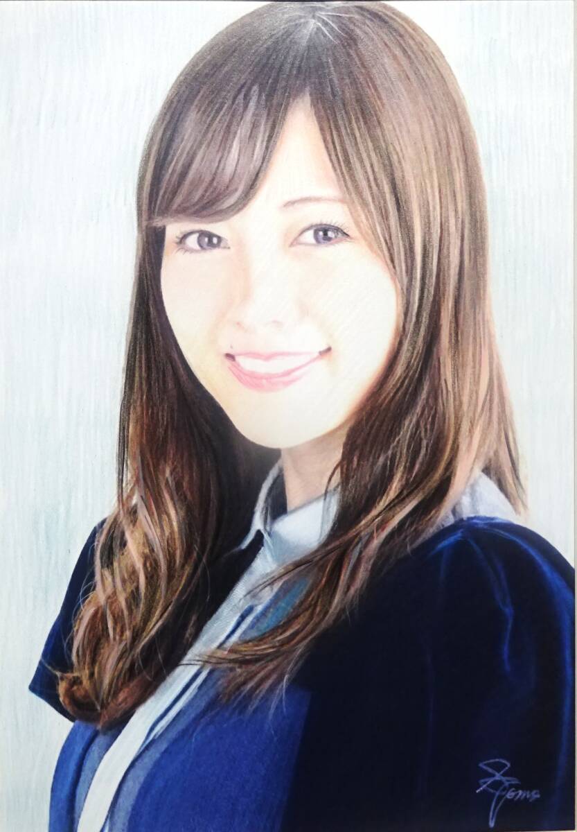 作品4321』S.Tomo氏直筆色鉛筆画 超美品 美人画 新品額装(鉛筆画