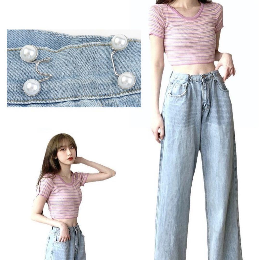 ウエスト調(diào)整 バックルパール ボタン アクセ ピン サイズ直し